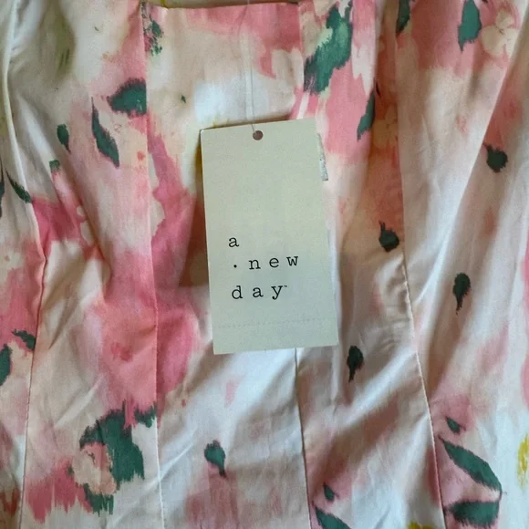 A New Day Pink Floral Fit & Flare Midi Dress Size 8 NWT spring easter - Picture 3 of 5